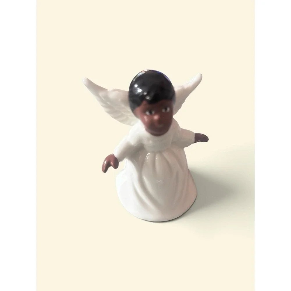 Vintage Black Little Girl Angel Bell Ceramic 1950s Sweet